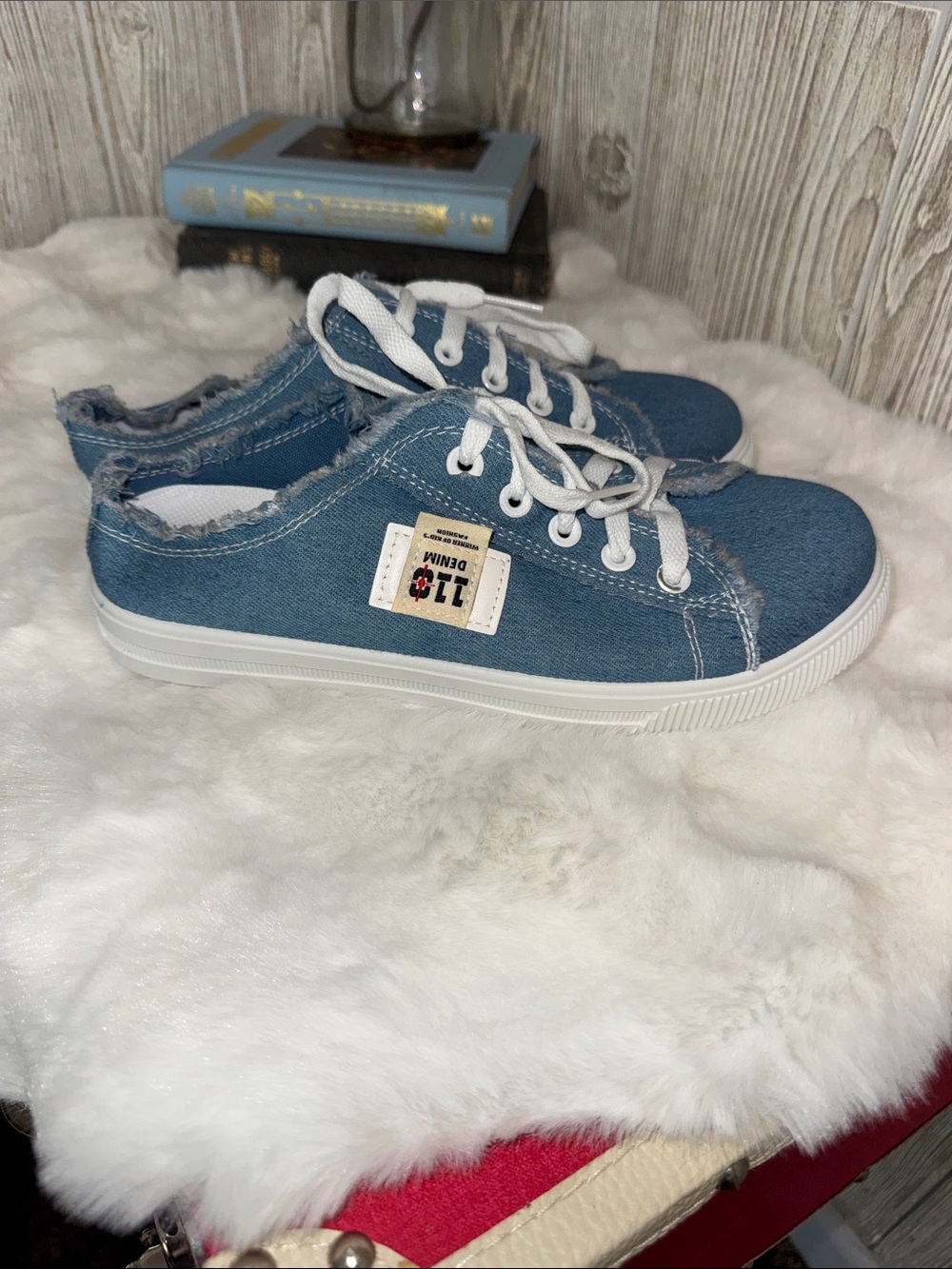 Denim Blue Lace-Up Sneakers